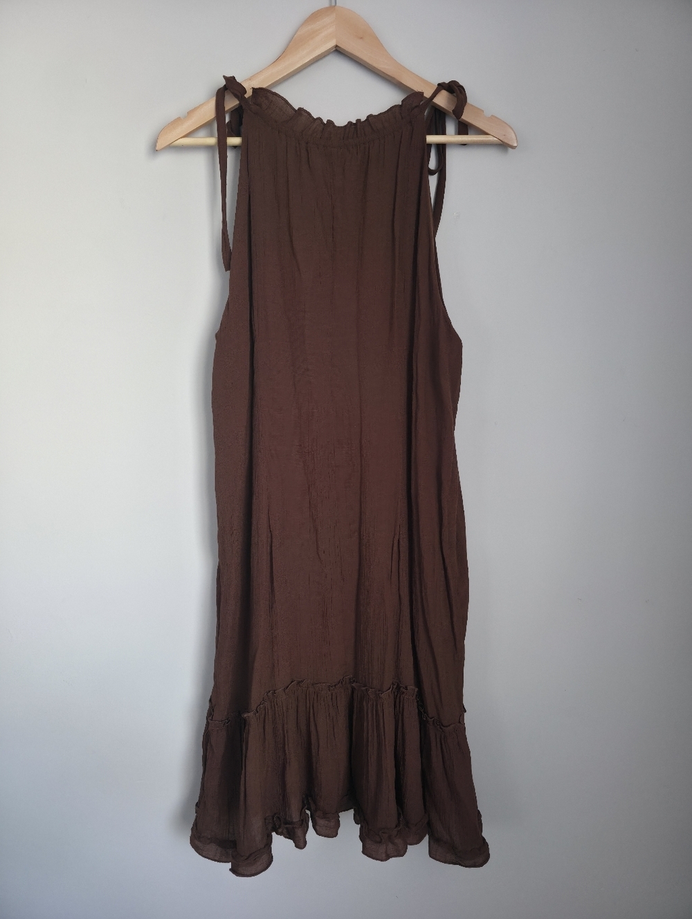 Signature Robbie Bee Brown Dress XL Sleeveless Flowy Ruffle Hem - Picture 3 of 12